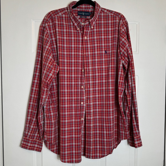 RALPH LAUREN Men's Classic Fit Plaid -100% Cotton Shirt - Size XL - Picture 3 of 7